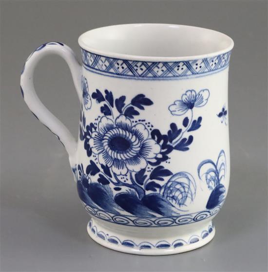 A Bow bell-shaped blue and white mug, c.1770 H. 11.3cm